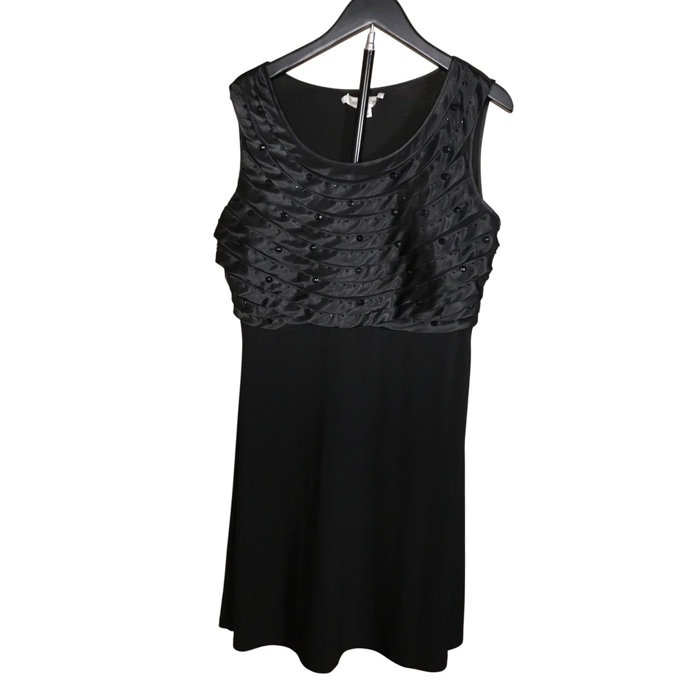 Coldwater Creek Womens Black Beaded Tiered Satin Bodice Sleeveless Dress Size S